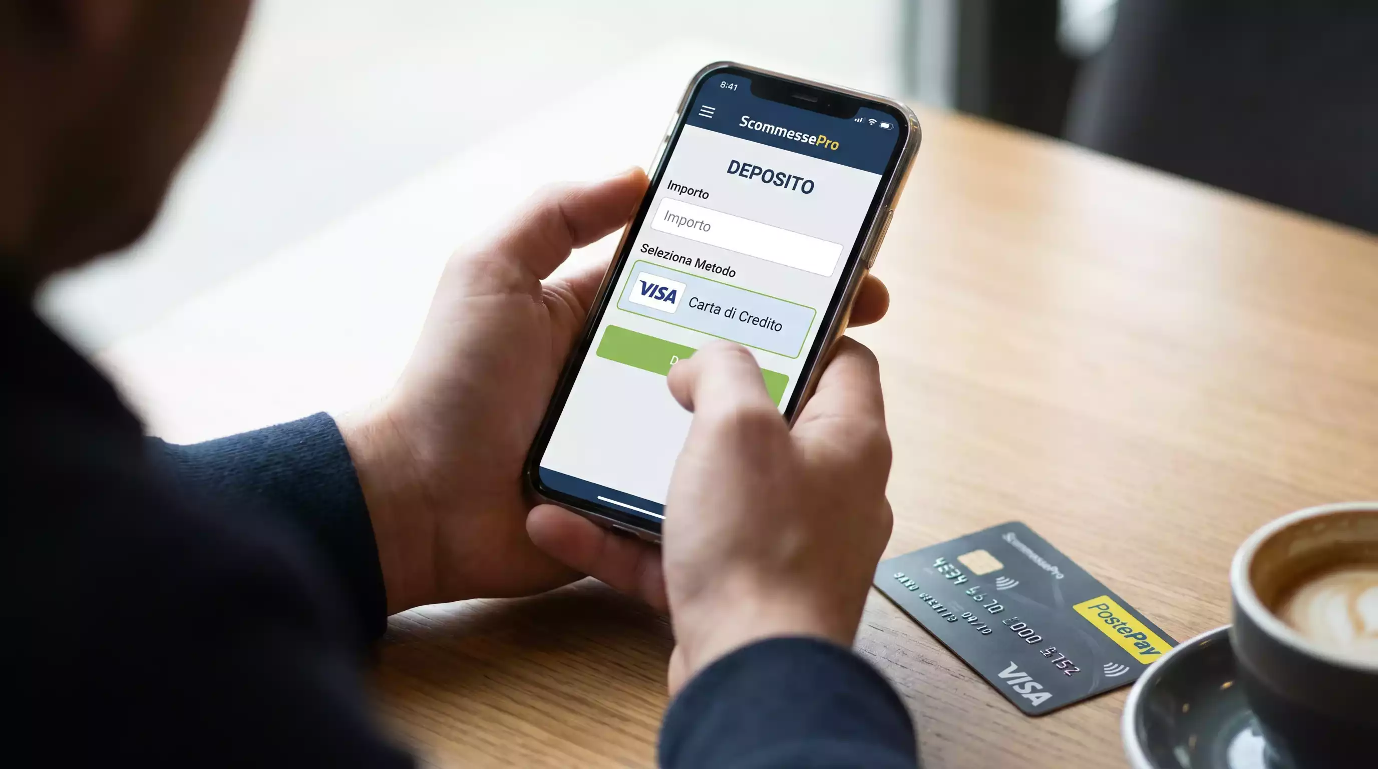 Deposito Visa tramite app mobile del bookmaker su smartphone